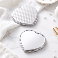 Miroirs grossissants double face 1X/2X, miroir de poche en métal en forme de cœur pour cadeau