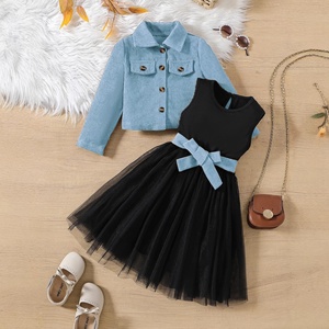 <span class=keywords><strong>Conjunto</strong></span> de Ropa para Niñas Primavera 2026, <span class=keywords><strong>Chaqueta</strong></span> de Pana con Cierre de un Botón, Top de Manga Larga, <span class=keywords><strong>Falda</strong></span> con Vestido de Tul, 2 Piezas - Product Image 3