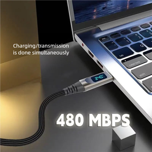 สายชาร์จเร็ว 240W พร้อมหน้าจอแสดงผลดิจิตอล สายถักไนลอน หัวโลหะผสมสังกะสี USB C to USB C สำหรับสมาร์ทโฟนและแล็ปท็อป - Product Image 2