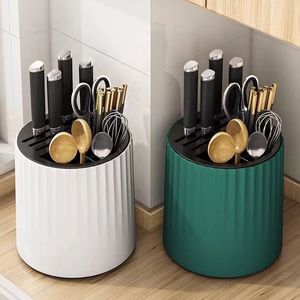Ce support à couteaux/support de rangement pour cuisine est une solution de rangement multifonctionnelle et rotative pour comptoir, qui combine un rangement pour baguettes et - Product Image 1