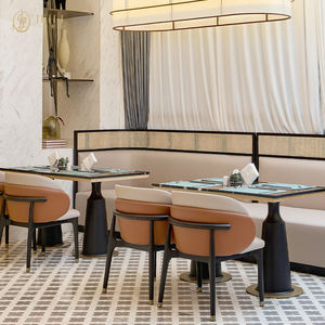 เก้าอี้และเฟอร์นิเจอร์ร้านอาหารอลูมิเนียมลายไม้สีดำและสีเบจสุดหรู โต๊ะร้านอาหารทันสมัยและมีสไตล์สำหรับโครงการโรงแรม - Product Image 1