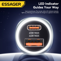 ESSAGER ES-CC16 Chargeur de voiture USB C 2 ports 89W Super rapide PD compatible avec iPhone Xiaomi Huawei Oneplus Realme