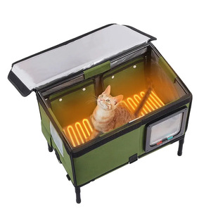 Casa para Gatos de Exterior, Impermeable, de Tela Oxford, Rectangular, para Gatos Medianos, Color Verde Militar - Product Image 2