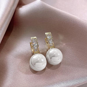 Pendientes de Perlas Cultivadas Dibdouba, Chapados en Oro de 18K, Perlas Redondas Blancas AAA, Joyería Clásica para Mujer, para Bodas - Product Image 4