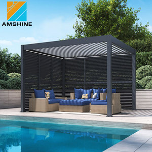 Pérgola Motorizada para Exteriores con Techo de Lameras, Bioclimática, de Aluminio, Moderna, para Protección Solar Junto a la Piscina - Product Image 5