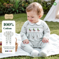 Pyjama grenouillère nouveau-né vert sauge à carreaux avec broderie canard mallard et fermeture à boutons-pression – Vêtements de bébé de boutique