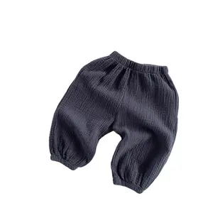 2024, Лидер продаж, летние двухслойные хлопковые брюки с песком, Детские однотонные брюки в стиле ретро для мальчиков и девочек