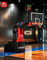 Support de basketball manuel professionnel robuste, système mobile, panneau arrière en verre trempé pour l'entraînement LINGWO SPORTS