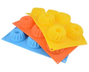 6腔食品级雪纺蛋糕硅胶模具微波炉烘焙饼干托盘蛋糕模具
