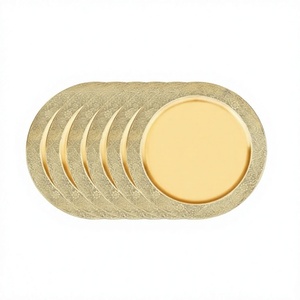 Aluminium Gold Color Charger <b>Plate</b> With Round Shape Premium Quality Tableware Decorative Under <b>Plate</b> At Low Price - Product Image 1