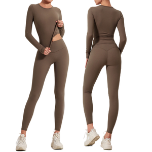 Ropa Deportiva de Manga Larga para Mujer, Conjunto Deportivo Personalizado, Ropa Deportiva Femenina, Conjunto de Yoga de Cintura Alta - Product Image 1