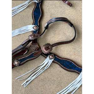 Luxury Western Tack Set Smooth Edge Strong Leather Fancy <b>Hardware</b> for Trail Riding Training Horse Bridle Included Export Selling - Product Image 2