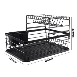 Modern Double Tier Stainless Steel Kitchen <b>Storage</b> Dish Rack with <b>Sink</b> and Waterproof Design - Product Image 5