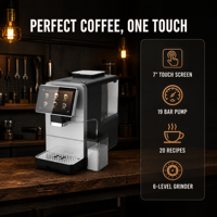 Máquina de Espresso OEM con Molinillo, 19 Bares, Totalmente Automática, Tamaño de Molienda Ajustable, Pantalla Táctil, para Uso Comercial
