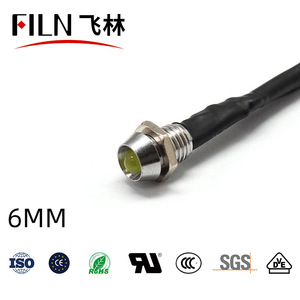 6Mm Không Thấm Nước IP67 LED Kim Loại Cảnh Báo Chỉ Số Ánh Sáng Đèn Tín Hiệu Thí điểm + Dây 3V 5V 6V 12V 24V 110V 220V Màu Đỏ Vàng Màu Xanh - Product Image 4