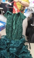 Nouveau tempérament magnifique haute qualité fronde gonflé gâteau jupe queue de poisson Sexy robe de soirée vert foncé