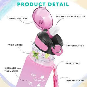 Bouteille d'eau de sport réutilisable écologique de 32 oz sans BPA, vente en gros, personnalisable, avec sublimation, en plastique, pour la motivation - Product Image 3