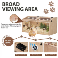 Cage en bois pour hamster, grand enclos pour hamsters avec fenêtre en acrylique et dessus ouvrable, cage pour petits animaux pour cochon d'Inde