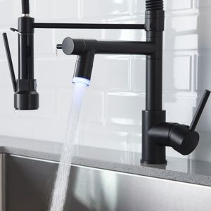 Robinet de cuisine monocommande DB avec douchette extractible et rotative, en acier inoxydable noir brossé, à poser sur comptoir, style contemporain - Product Image 6