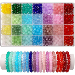Glass <b>Beads</b> Set 8mm Round Loose <b>Beads</b> For Bracelet Making DIY Jewelry Accessories Multicolor Glass <b>Bead</b> <b>Kit</b> - Product Image 1