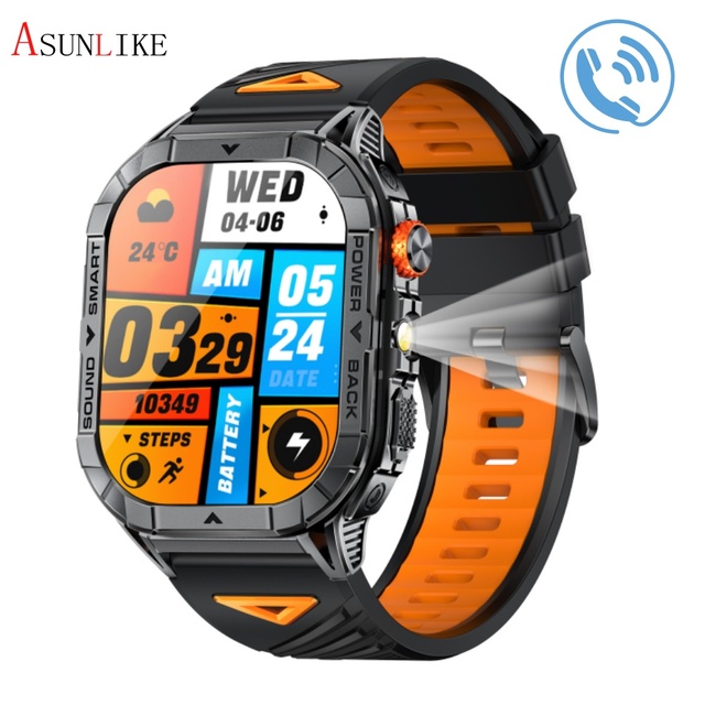 Hot Selling K70A Smart Sport Watch Flashlight IP68 Waterproof Fire Cold Resistant  2.13inch AMOLED Screen Digital Watch for Men