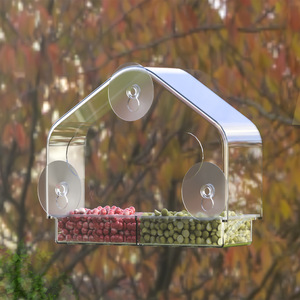 Mangeoire à oiseaux transparente à ventouses robustes pour extérieur, en acrylique transparent, suspendue, attrape-graines pour oiseaux sauvages - Product Image 6