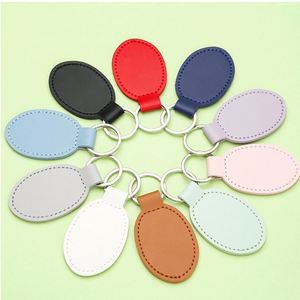 Custom logo Pu Leather Keychain <b>Blanks</b> Oval Leather <b>Key</b> Chain Car <b>Key</b> Fob <b>Key</b> Holder - Product Image 2