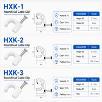 Clips de fixation murale circulaires pour câbles Ethernet Cat6 Cat5e, en PE blanc, avec clou en acier, résistants aux chocs, pour l'intérieur de la maison