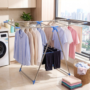 Gullwing Floor Standing <b>Clothes</b> Drying <b>Rack</b> Steel Pipe Indoor Balcony Foldable No Installation Required - Product Image 1