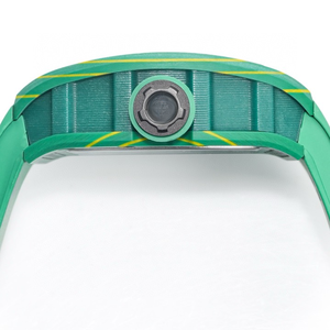 นาฬิกาข้อมือผู้ชายสุดหรู รุ่น Tourbillon RM 59-01 ตัวเรือนสีเขียวโปร่งแสง ดีไซน์ Beast Claw Bridges สายยางสีเหลือง ระบบไขลานด้วยมือ - Product Image 5