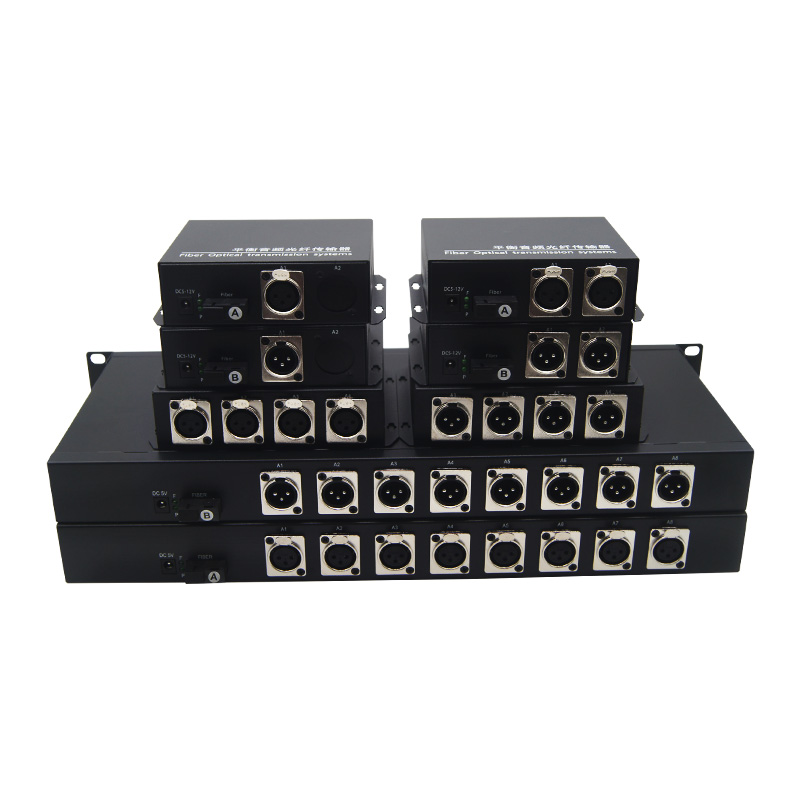 1-8 Channel XLR Balanced Audio Multiplex Fiber Converter Transfer 20km XLR Balanced Audio to Fiber Optical Converter 1CH 4CH 8CH