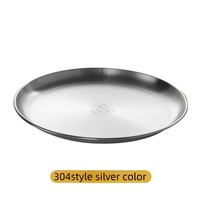 Assiette Ronde en Acier Inoxydable 304 Durable et Écologique de Style Coréen pour Barbecue, Camping et Fêtes