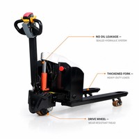 Transpalette Électrique 2 Tonnes pour Manutention en Entrepôt, Levée 200mm, Commande en Gros, Transpalette Entièrement Électrique