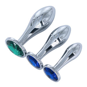 3 teile/satz S M L Große Große Neue Runde Wasser Tröpfchen Metall Größter <span class=keywords><strong>Anal</strong></span> Plug Edelstahl Edelstein <span class=keywords><strong>Anal</strong></span> Plug Mit Stein Sexspielzeug - Product Image 1