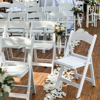 Chaises pliantes blanches d'extérieur pour mariage et jardin, chaises pliantes en résine style paon pour fêtes, prix des chaises Wimbledon pour événements