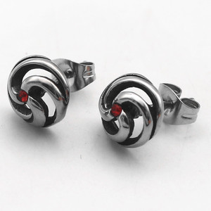 Pendientes yunnique de acero de titanio con circonita roja, diseño geométrico, joyería de moda unisex - Product Image 5