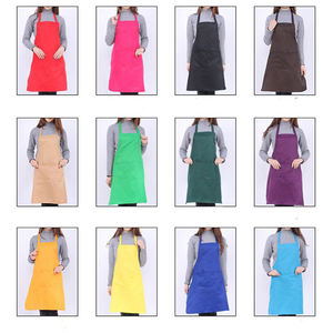 Custom Logo Printed 100% Organic Cotton Canvas Bib Chef <strong>Aprons</strong> <strong>Black</strong> Promotion Waterproof Polyester Two Pockets Kitchen Cooking - Product Image 2