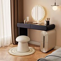 Table de toilette moderne pour chambre à coucher avec tiroir intégré et armoire de rangement.