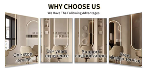 Estación de Barbería Moderna con Espejo con Luz LED, Mostrador de Madera para Spa, Muebles de Salón de Belleza y Peluquería de Lujo Personalizados - Product Image 5