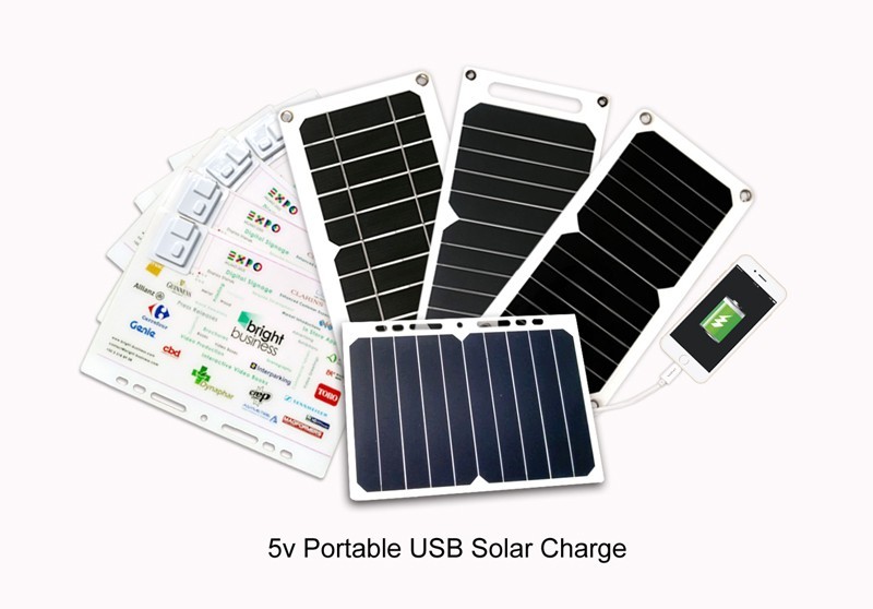 Panel de carga Solar plegable, batería integrada de 5000 mAh, cargador Solar USB plegable portátil de 6W para iPhone