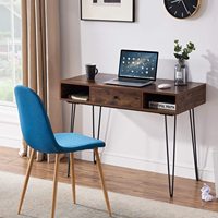 Bureau d'ordinateur à pieds en métal, bureau d'écriture de bureau à domicile, Table d'étude pour ordinateur portable avec tiroir