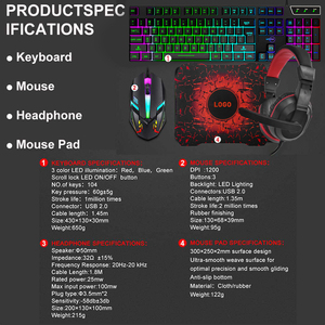 المصنع الأصلي <span class=keywords><strong>4</strong></span>-في-1 مجموعة الألعاب السلكية RGB كامل الخلفية الماوس لوحة المفاتيح سماعة كومبو - Product Image 2