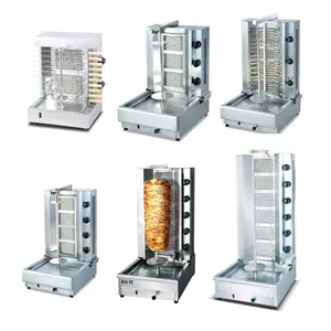 Máquina eléctrica giratoria de gas semiautomática para barbacoa, shish, kebab, shawarma, brocheta de carne, yakitori