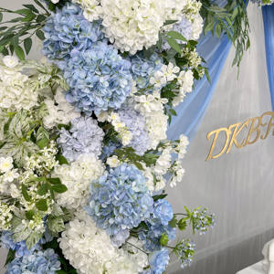 2025 decoraciones de flores de boda más populares arco de hortensia azul y blanco artificial hermoso arco de flores de seda - Product Image 5