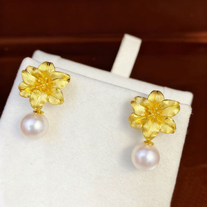 Accessoires en perles DIY 22688DIY, support vide pour boucles d'oreilles en argent S925, or/argent, boucles d'oreilles avec pendentif de 8 à 13 mm, boucles d'oreilles tendance - Product Image 2