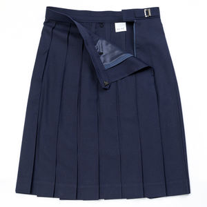 Tremendous Quality C8-<b>Navy</b> 16-<b>Pleat</b> Breathable Anti-Wrinkle Solid Zipper Japan Style School Uniform Ladies Knee Length <b>Skirts</b> - Product Image 1