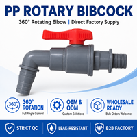 Robinet d'arrosage rotatif en PP à 360 degrés pour réservoir d'eau, robinet de jardin en plastique avec entrée filetée mâle et sortie à raccord de tuyau