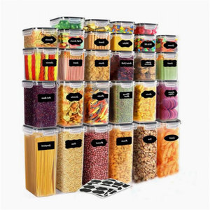 Ensemble <span class=keywords><strong>de</strong></span> 24 boîtes <span class=keywords><strong>de</strong></span> rangement empilables en plastique sans BPA, hermétiques, pour céréales, aliments secs, 42 pièces - Product Image 5