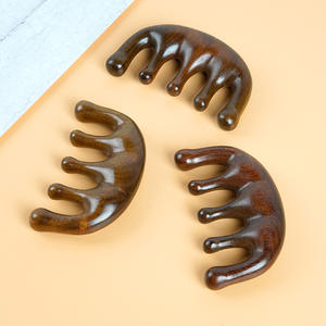 Venta directa de fábrica Nueva llegada Peine de masaje de sándalo natural Peine de meridiano de cabeza Peine de masaje de cuero cabelludo de cara ancha - Product Image 4