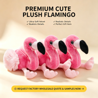 Peluche Flamant Rose Kawaii, Douce et Moelleuse avec Ailes, Jouet en Peluche Oiseau Tropical pour Filles, Cadeau d'Anniversaire, Décoration d'Été